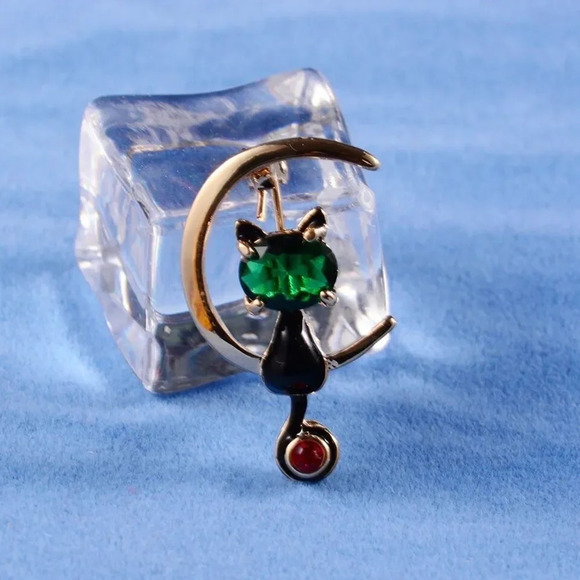 VQ Cat on the Moon Brooch - Picture 4 of 8